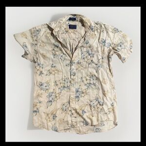 Pendleton Hawaiian Floral Short Sleeve Button-Front Shirt Men’s Medium Beige